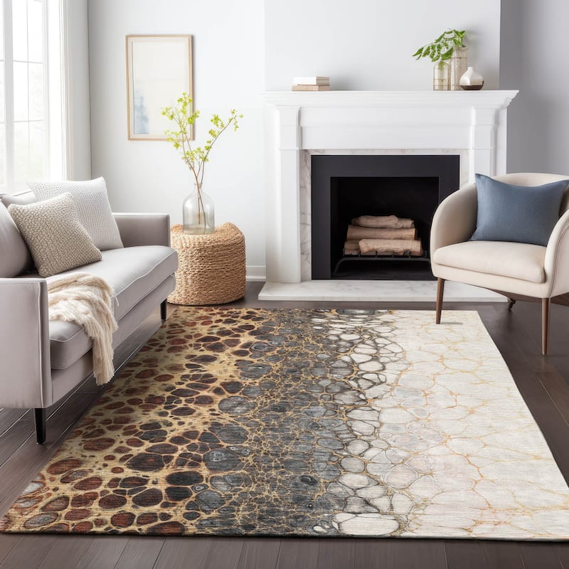 Premium Washable Super Soft Abstract Ombre Mayfield Rug - Ivory - 9' x 12'