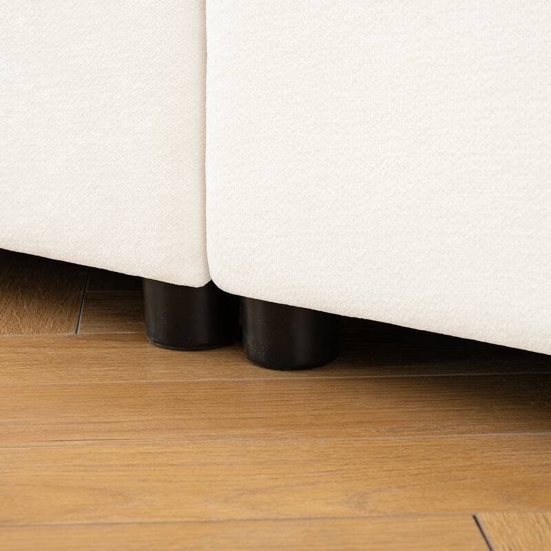 75.5" 2-Seater Chenille Sofa with Ottoman Storage, Cylindrical Backrest and Modular Design