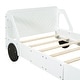 preview thumbnail 28 of 28, White Car Platform Bed with Safety Rails & Wheels - Fun for Kids