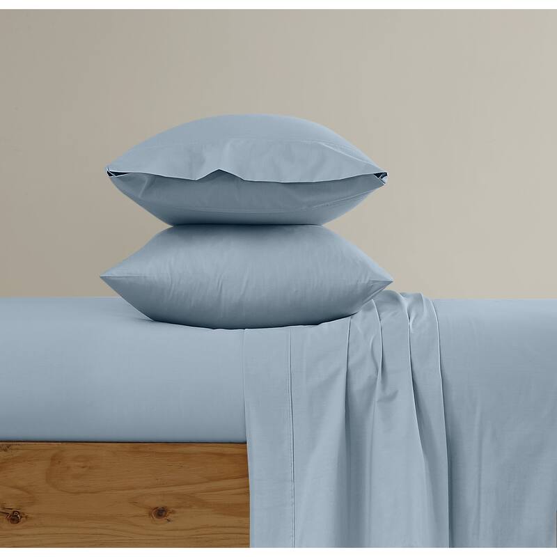 Brooklyn Loom Solid Cotton Percale Bed Sheet Set