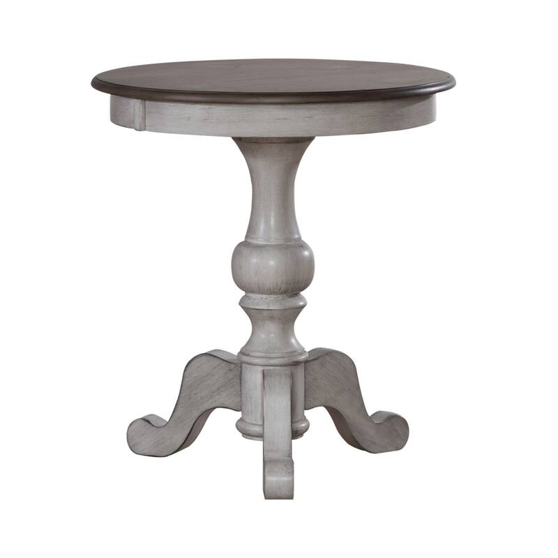 Ocean Isle Antique White & Weathered Pine Round End Table