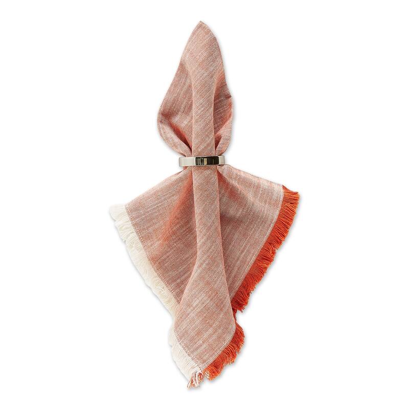 DII Burnt Orange Tonal Fringe Napkin Set/6