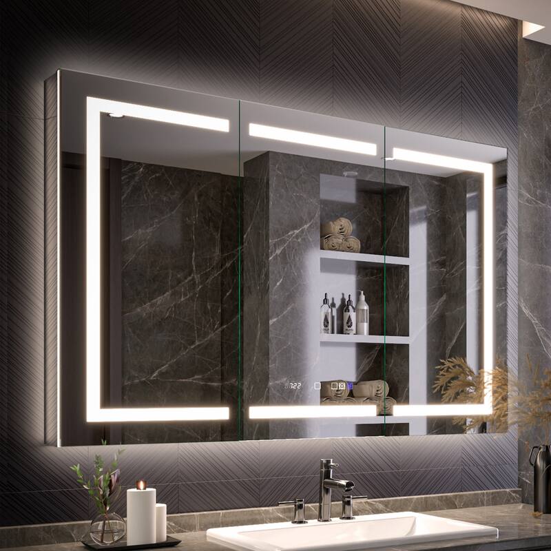 Modland 48"-72"W x 36"H Lighted Bathroom Medicine Cabinet with Backlit & Frontlit Modes,Anti-Fog