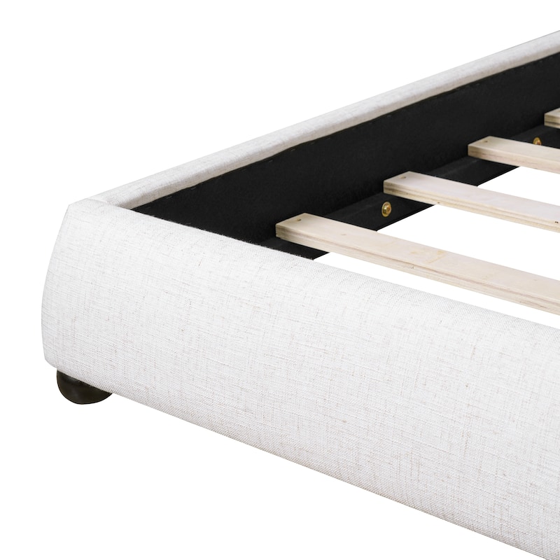 Christopher Knight Home - Naomi Modern Linen Upholstered King Platform Bed with Pillow-Back Headboard