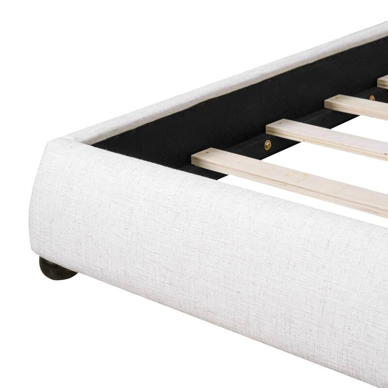 Christopher Knight Home - Naomi Modern Linen Upholstered Platform Bed with Pillow-Back Headboard