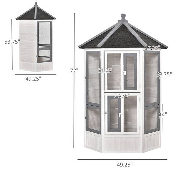 PawHut 72" Aviary Bird Cage, Large Wooden Bird Home Includes Perches, Lockable Doors, Budgie, Canary, Cockatiel