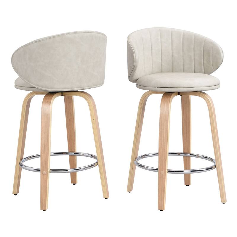26 Inch Bentwood Bar Stools Swivel Counter Height Bar Stools