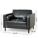 preview thumbnail 4 of 3, Roomfitters Faux Leather Armchair with Tufted Seat, Round Bolster Pillows and Wooden Legs for Living Room, Black