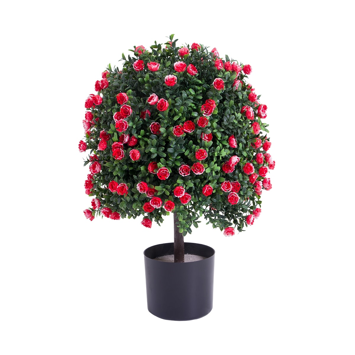 Potted Artificial Boxwood Rose Topiary Ball Tree for Porch Garden Backyard - 21.65"