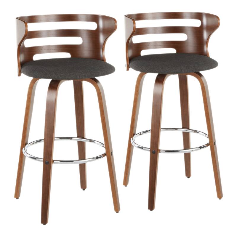 Carson Carrington Cranagh 30" Fixed-Height Bar Stool with Bent Wood Legs & Round Footrest (Set of 2)
