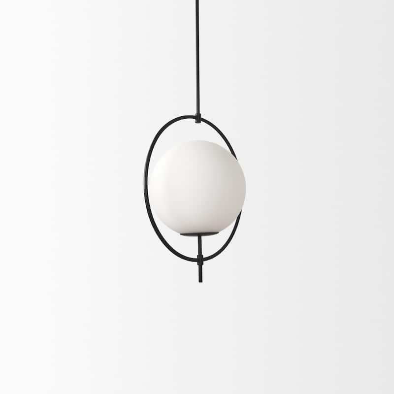 Farrah White Frosted Glass Globe w/Gold Metal Frame Pendant Light