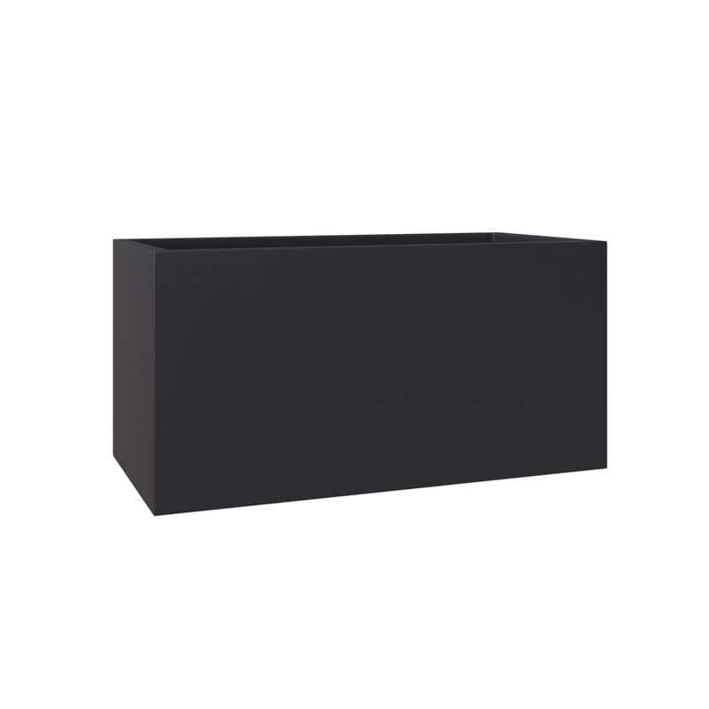 Bloom Rectangular Planter in Fiberstone Weather-Resistant Resistant for Indoor and Outdoor Patio Planter Pot with Drainage - Small - Black