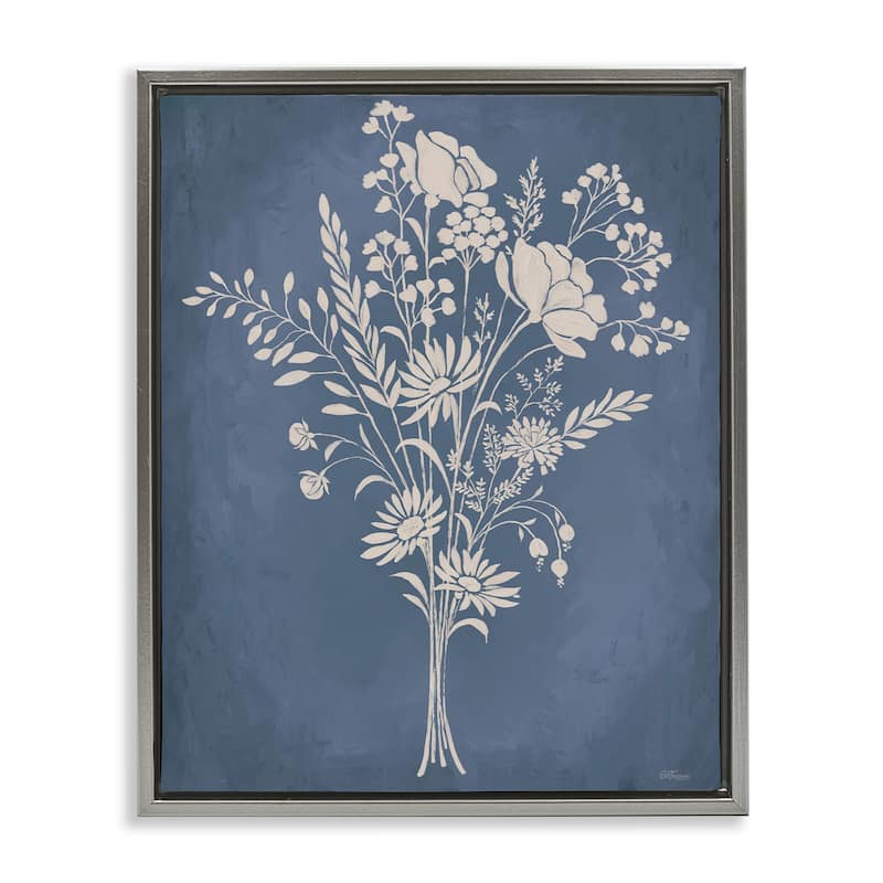 Stupell Garden Bundle over Blue Framed Floater Canvas Wall Art Design By Cat Thurman Designs - 17 x 21 - Grey