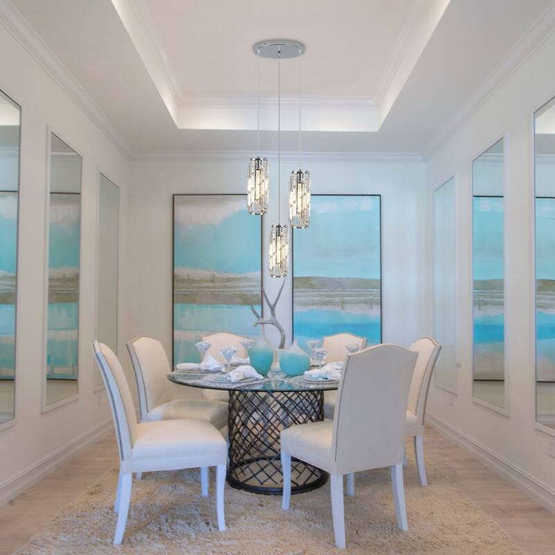 3-Light Chandelier for Bedroom Kitchen Dining Room with Crystal Shaded