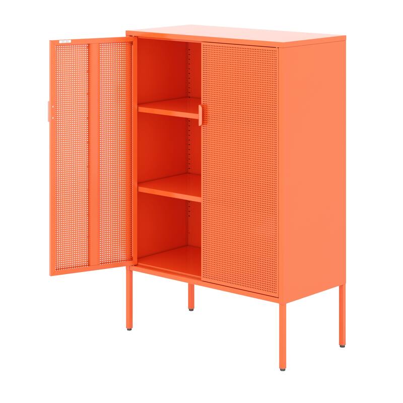 2Door Metal Accent Storage Shelves Steel