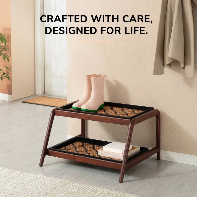 Jani Double-Tier Brown Stand 2-Pair Rubber Boot Trays
