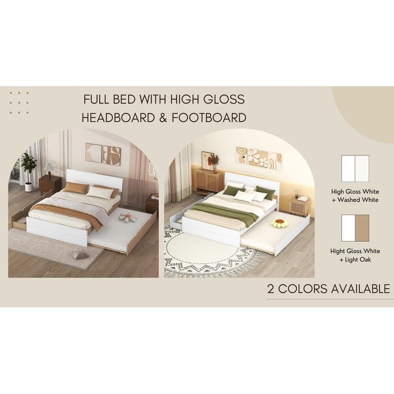 Full Platform Bed with Trundle and Drawers