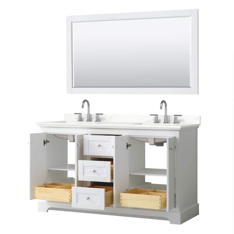 Avery 60-inch Double Vanity, Quartz Top, 58-inch Mirror