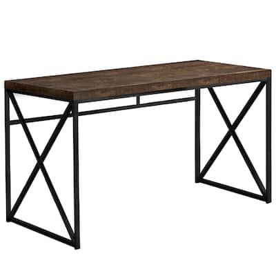Wood Computer Desk with Metal Base and Rectangular 47 inches Office Table