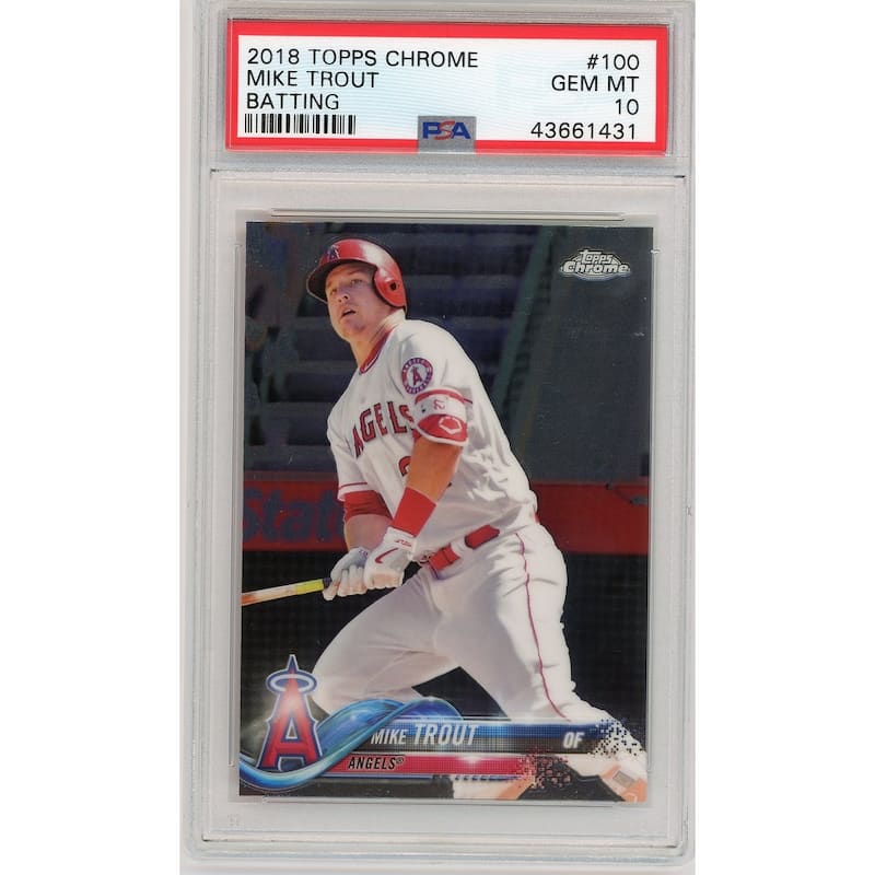 Mike Trout 2018 Topps Chrome Batting #100 Baseball Card Graded PSA 10 GEM MINT - 8'6" x 11'6"