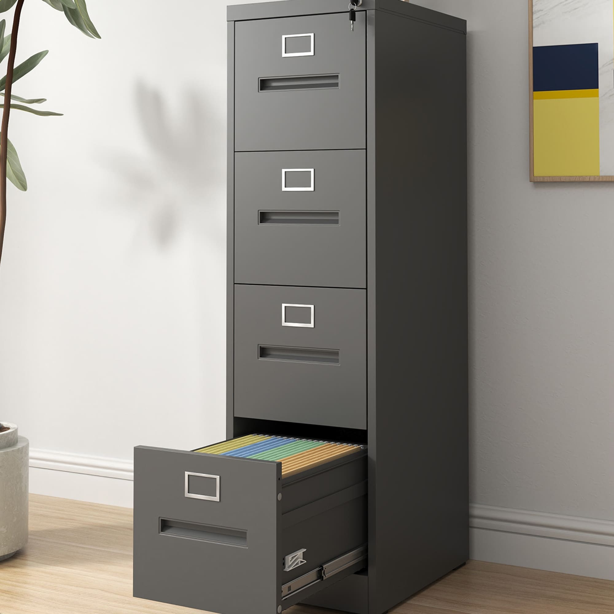 4-Drawer Locking Metal File Cabinet