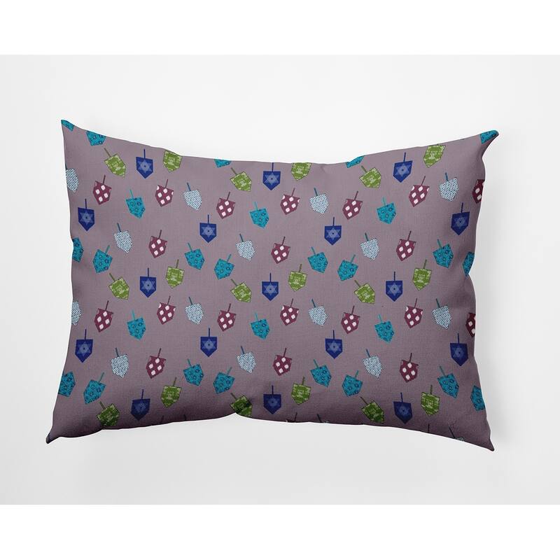 Hanukkah Dreidel Pattern Accent Pillow - 14" x 20" - Light Purple