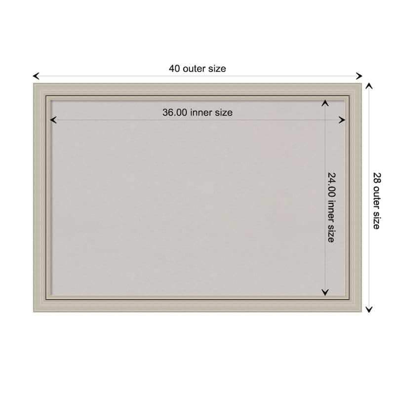 Romano Silver Narrow Wood Framed Grey Corkboard Bulletin Board - Board Size 36x24
