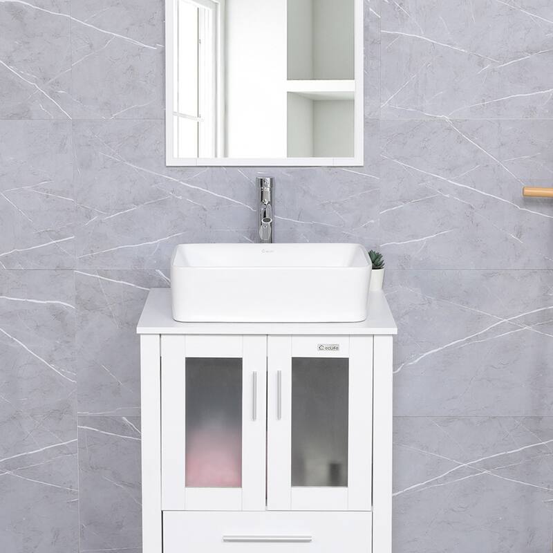 Eclife Artistic Vessel Sinks for Bathroom Vanity Tempered Glass Ceramic Basin