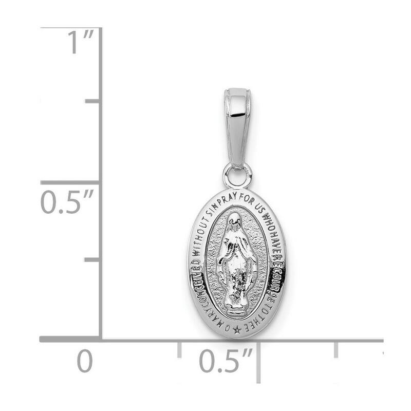 Curata 14k White Gold 18" 21x8mm Small Miraculous Medal Pendant Necklace