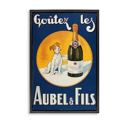 Stupell Dog & Wine Advertisement Framed Floater Canvas Wall Art Design By Marcus Jules