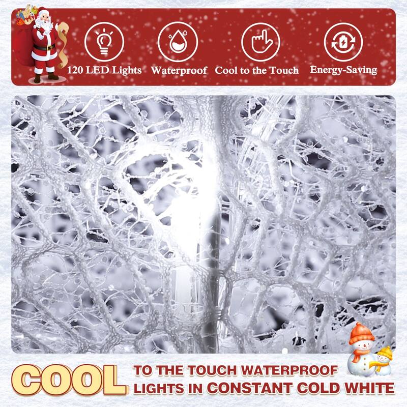VEIKOUS 3D Cool White LED Post Light, 6FT Christmas Holiday Yard Decoration with 120 LED Waterproof Lights