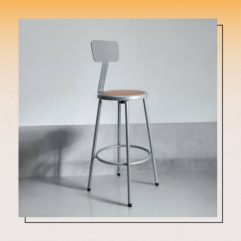 Hampden Furnishings Felix Collection Steel Stool with Backrest, AssemblyReady