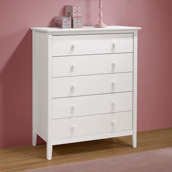 slide 2 of 15, Taylor & Olive Snowberry 5-drawer Pine Wood Tall Storage Dresser White