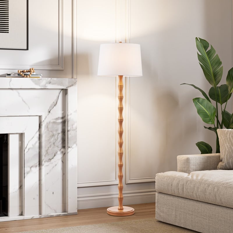KAWOTI 61'' Floor Lamp with Fabric Drum Shade