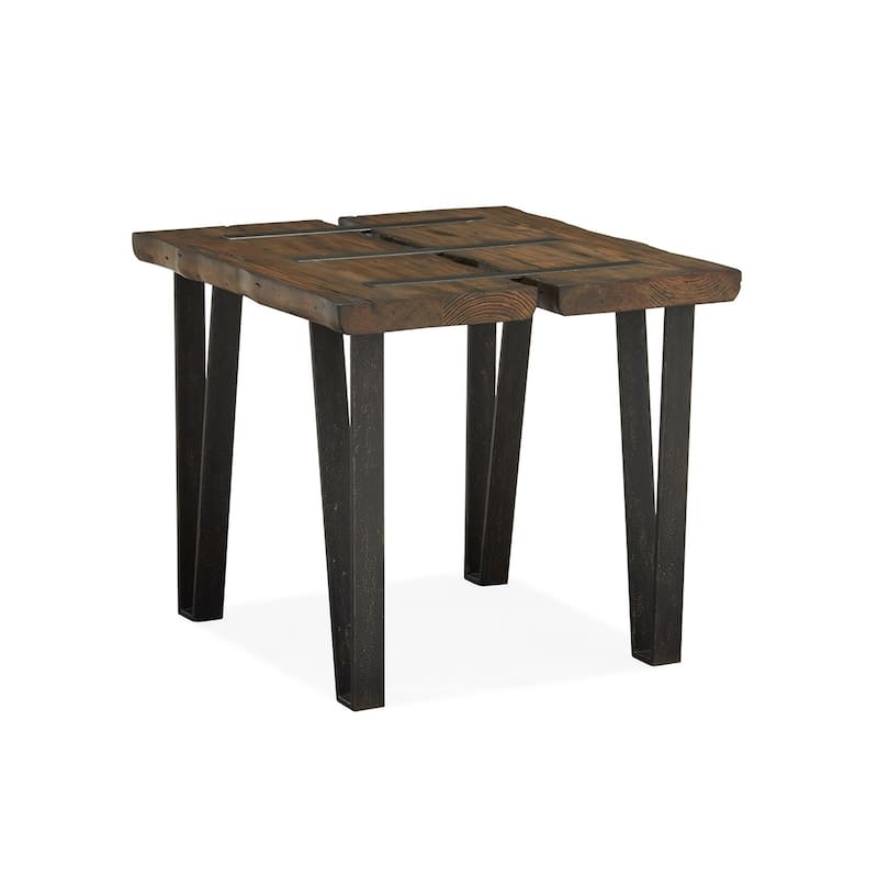 Magnussen Home Dartmouth Sawmill and Galvanized Steel Rectangular End Table - 26''W x 28''D x 24''H