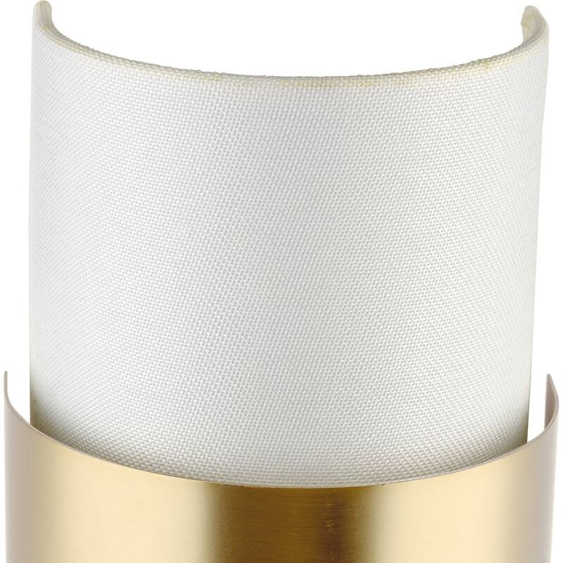 Silva Collection Two-Light Brushed Bronze White Linen Shade Wall Sconce - 7.87 in x 4.87 in x 17 in