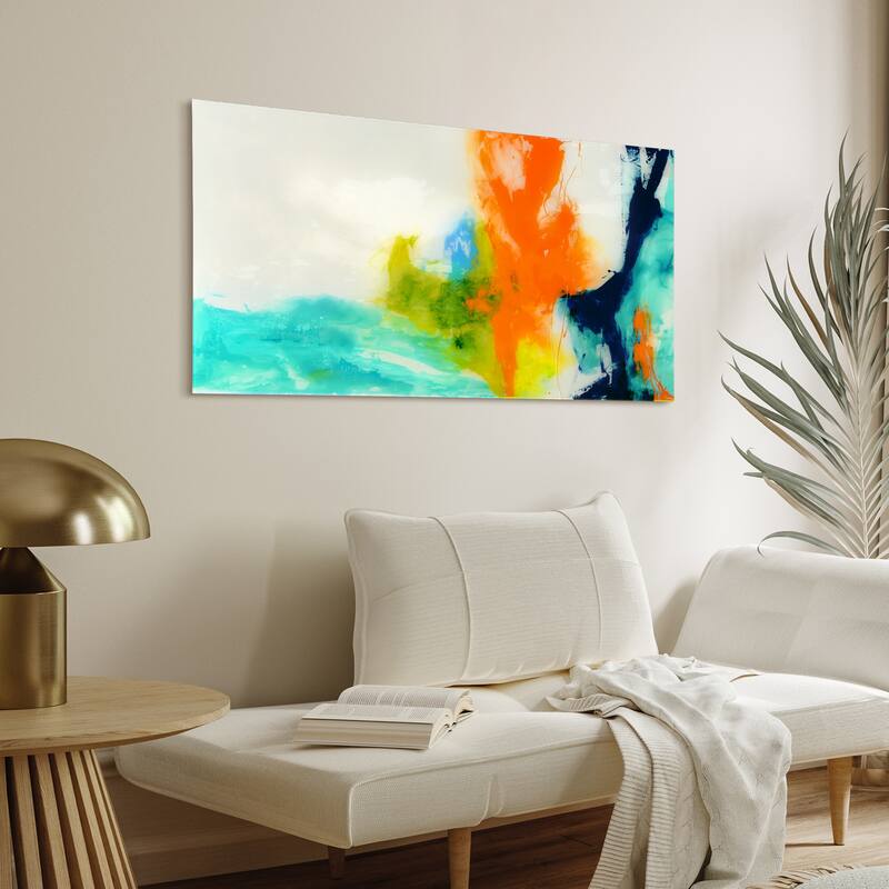 "Tidal Abstract 1" Frameless Free Floating Tempered Glass Panel Graphic Wall Art