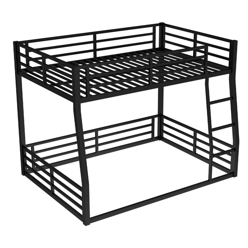 Metal Full XL over Queen Bunk Bed for Teens and Adults,Space-Saving/Noise Reduced/No Box Spring Needed,Black