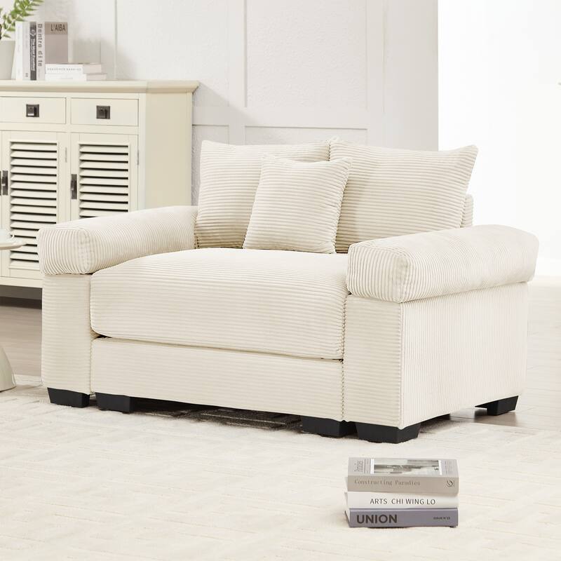 54.3" Ergonomic Design Oversized Cloud Corduroy Accent Sofa Chair with Extra-Thick Armrests