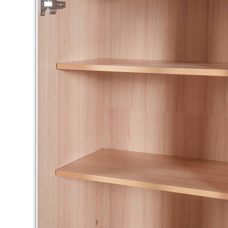 67.2"Tall Bathroom Storage Cabinet with Glass Doors, Adjustable Shelves & Drawer -Freestanding Linen Tower, Soft-Close Design