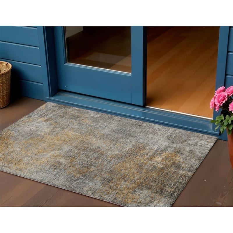 HomeRoots Abstract Transitional Rectangle Outdoor Rug - 3' x 5'