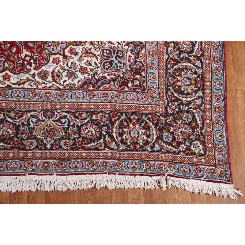 Traditional Red Kashan Turkish Rug Machine-Made Living Room Carpet - 9'7" x 12'6"