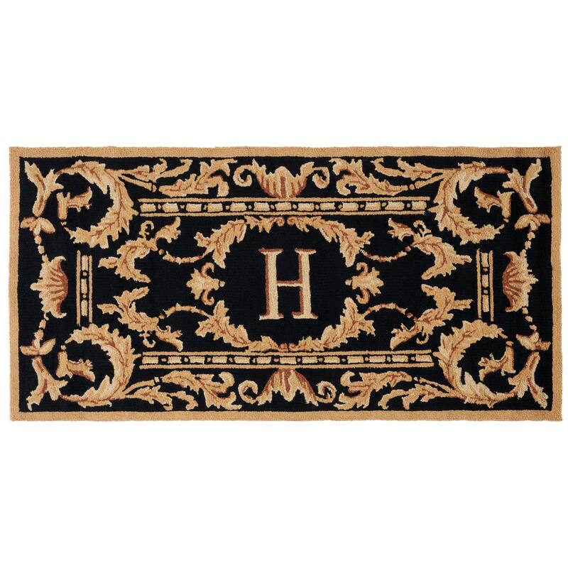 SAFAVIEH Handmade Monogram Berendine Casual Rug - 3' x 6' Runner - H - Black - Runner