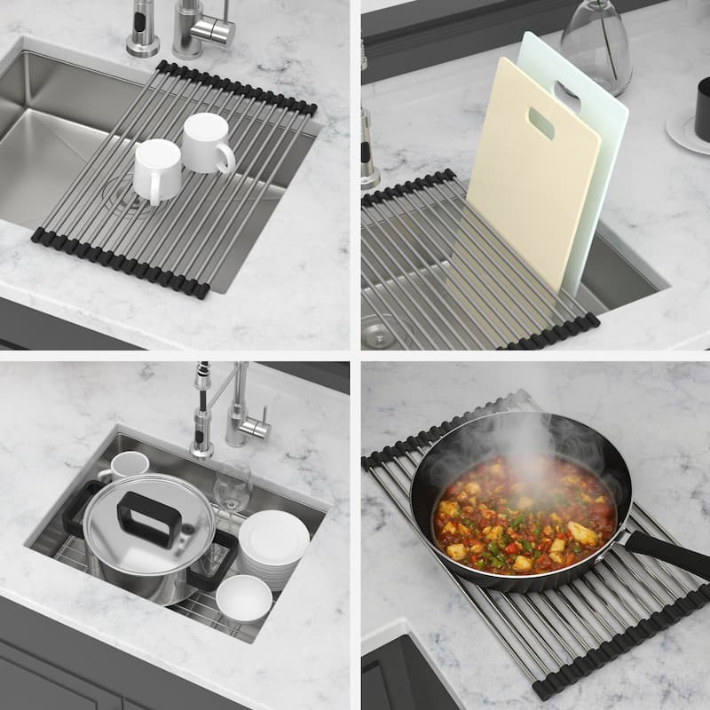 Kitchen Sink, 23 Inch Undermount Sink 5.5-Inch Single Bowl 16 Gauge Stainless Steel 23x18x5.5 Inch Handmade Sinks Basin