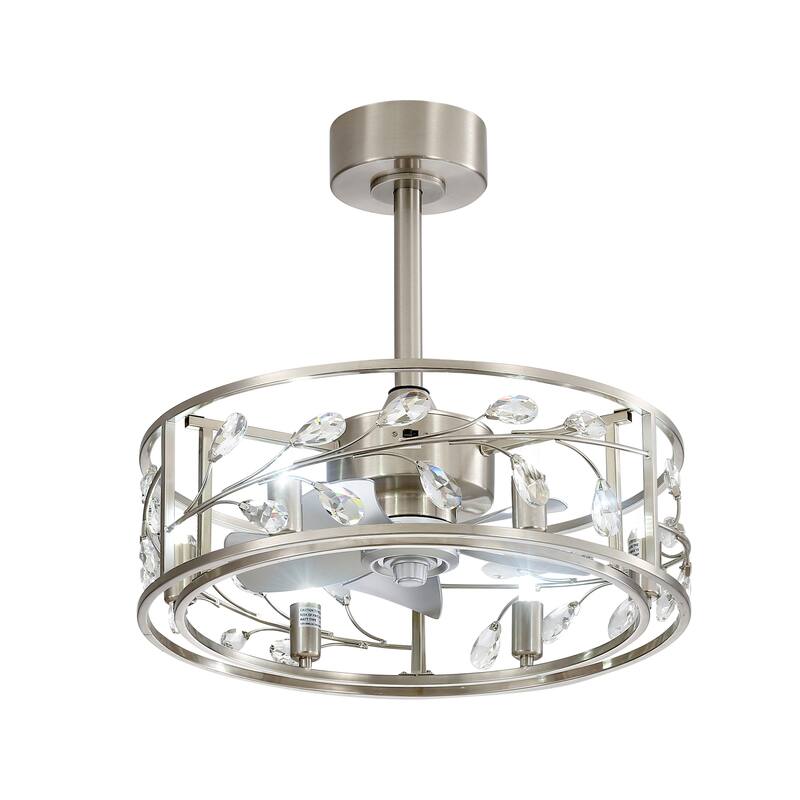 20" Modern 5-Blade Caged Ceiling Fan with Light Kit and Remote