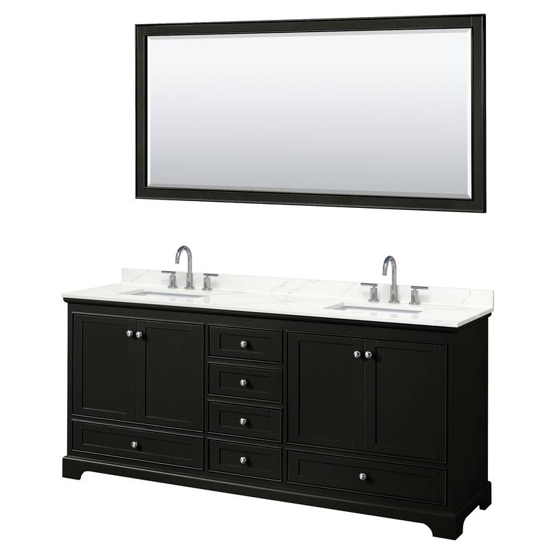 Wyndham Collection WCS202080D-QTZ-US3M70 Deborah 80" Free Standing - Dark Espresso / Giotto Quartz Top / Polished