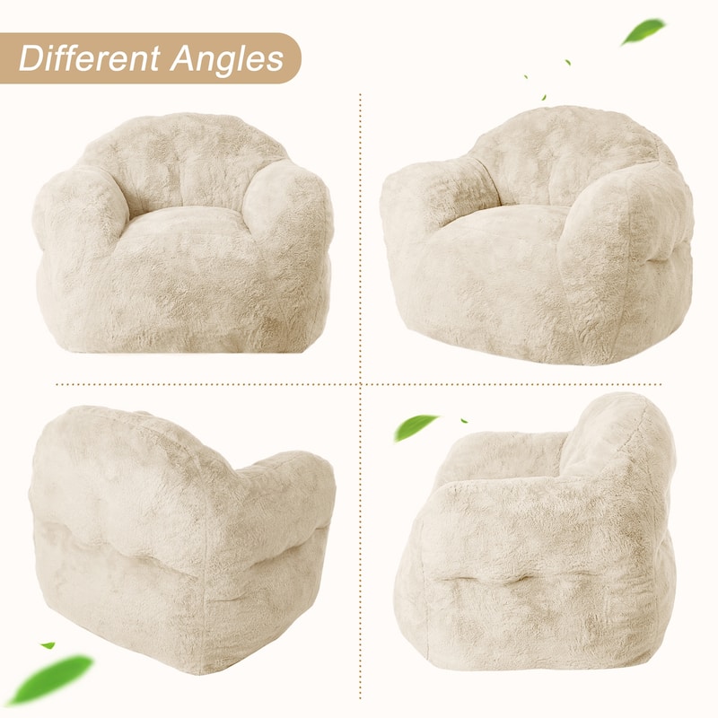 Extra Large Pre-Filled Beige Bean Bag Chair Sofa for Living Room Bedroom