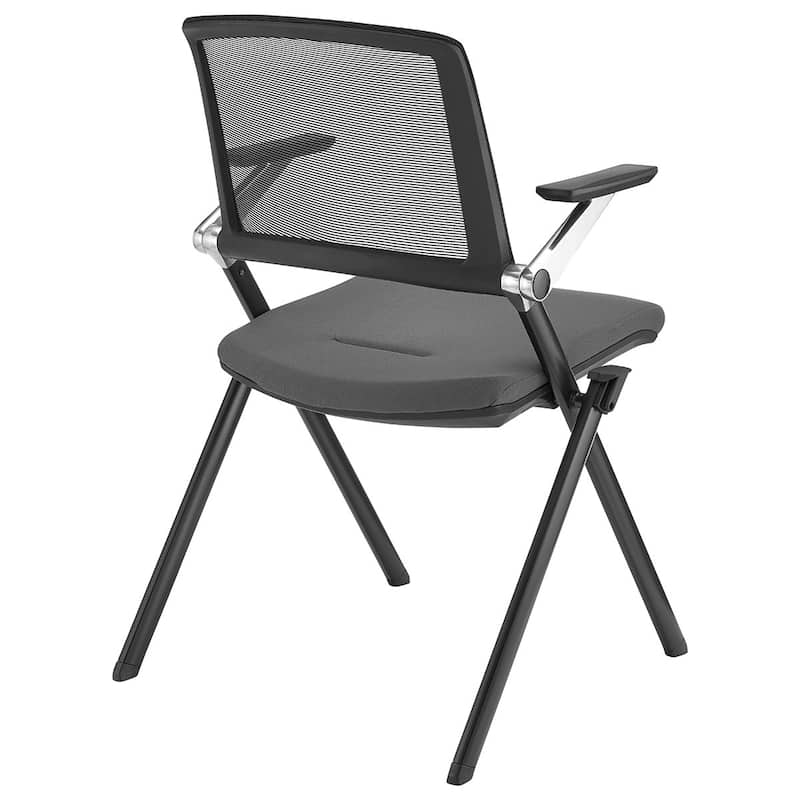 Set of Two Folding and Stacking Mesh Armchairs - 23.63" W x 33.86" H x 22.05" D