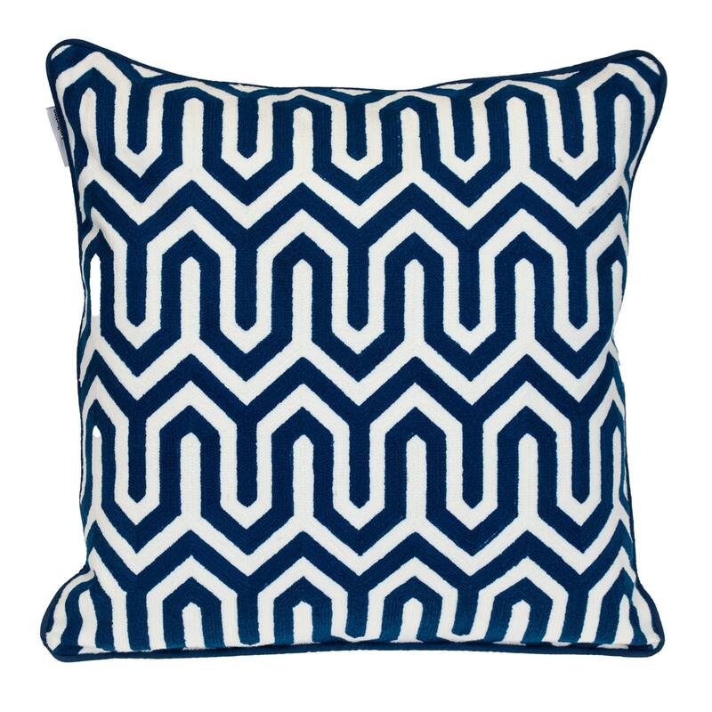 Geometric Square Cotton Throw Pillow - 20" - Blue and White