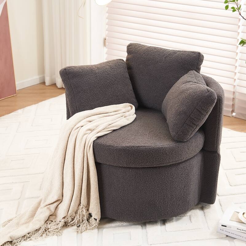 Modern Swivel Storage Chair With Back Cushion For Living Room